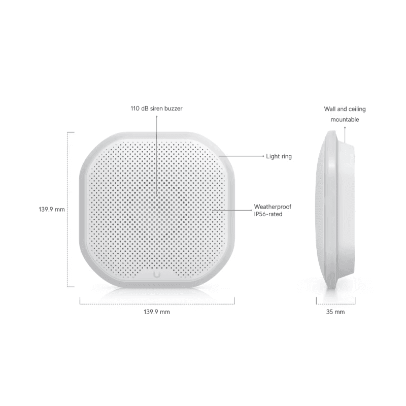 Ubiquiti UI USL-Siren SuperLink 110 dB Alarm Emergency LED Battery / DC Powered