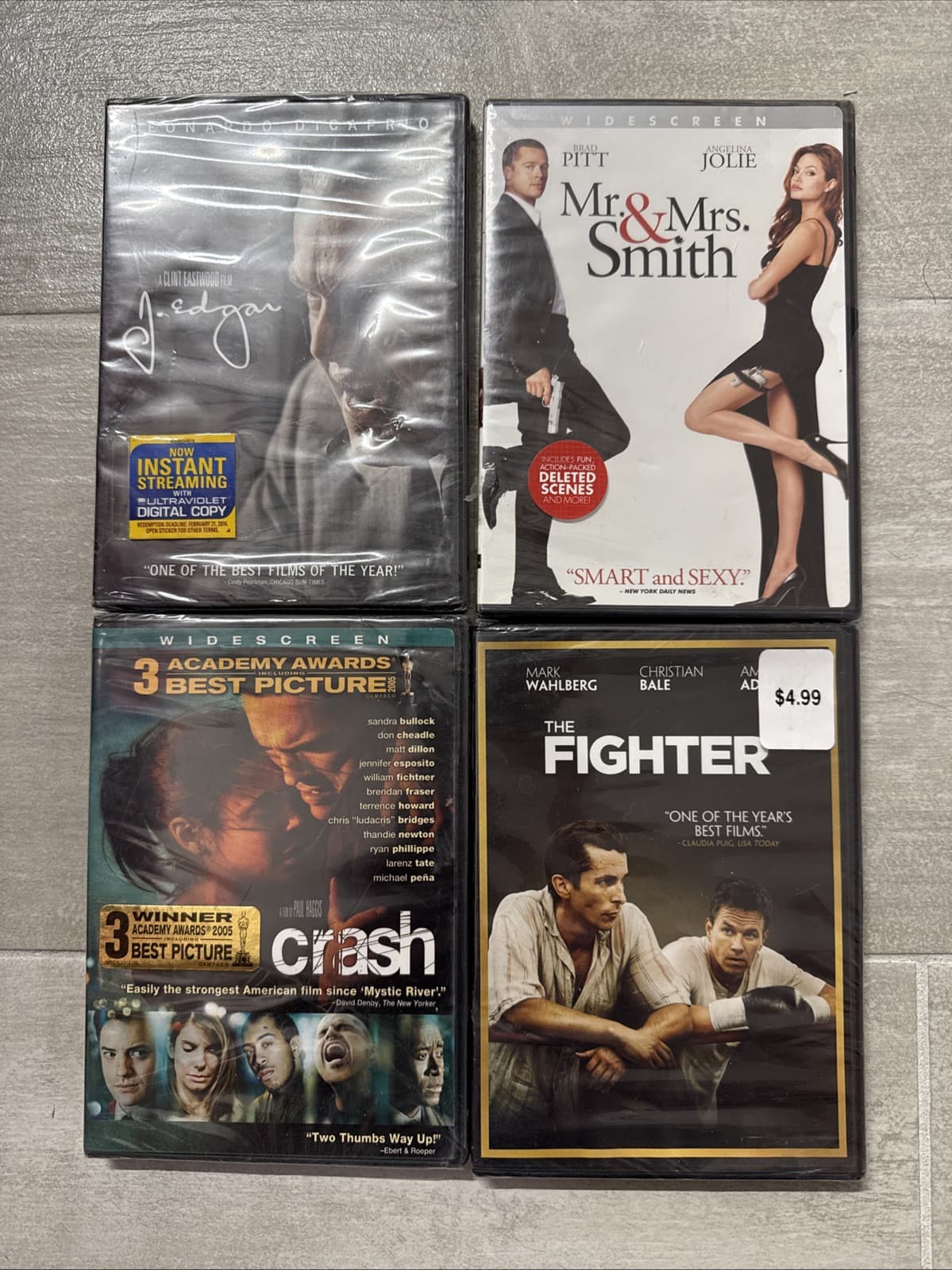 Lot Of 4 Action J. Edgar Mr &amp; Mrs Smith Crash The Fighter - Brand New Sealed
