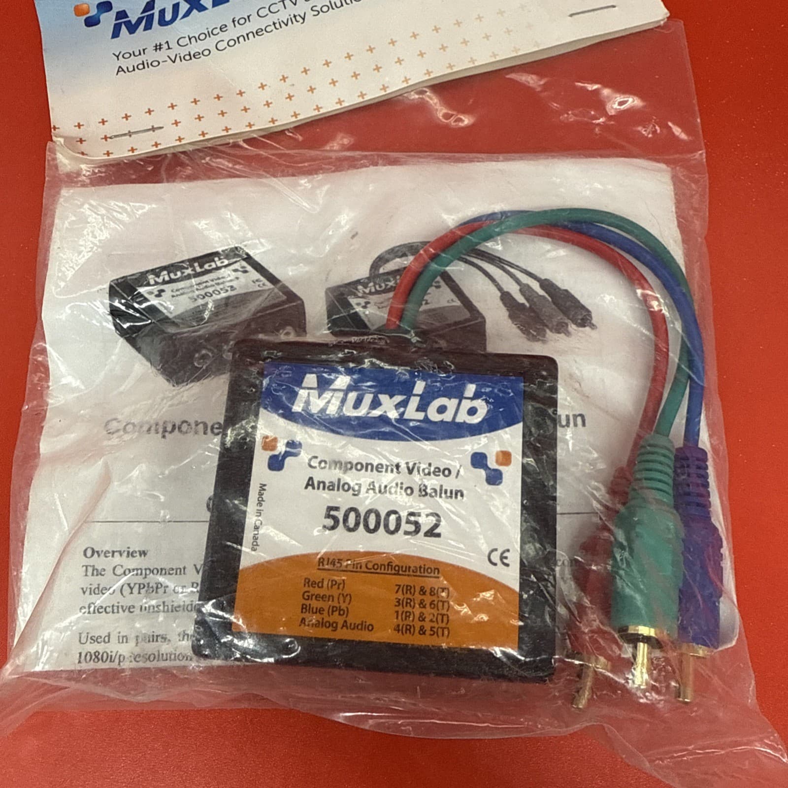 MuxLab 500052 Component Video Analog Audio ProAV Balun RJ45 New Sealed - Image 2
