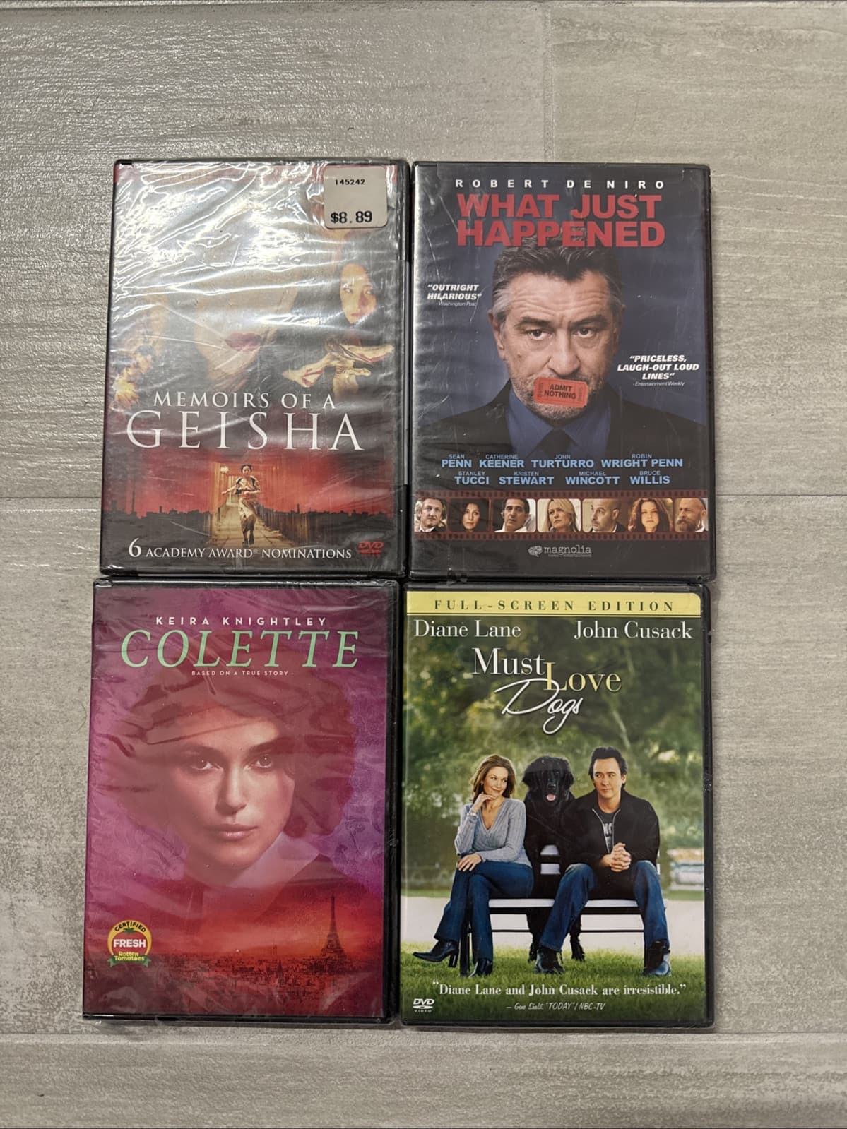 Lot Of 4 DVD Memoirs Of A Geisha What Just Happened Colette Must Love Dogs NEW