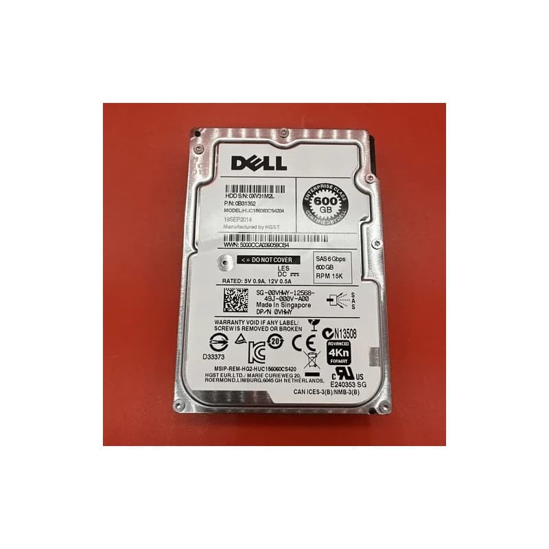 Dell 00VHWY 0VHWY 600GB 15K SAS 2.5â Hard Drive HUC156060CS4204 Silver 0B31352